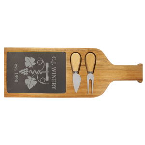 Acacia Wood/Slate Cheese Set